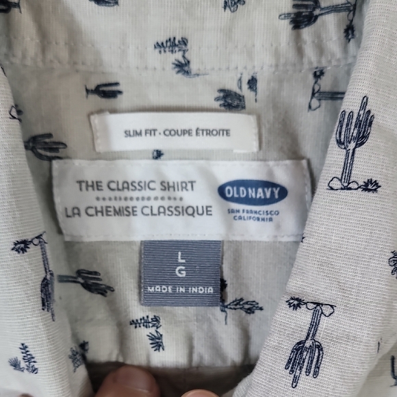 Old Navy Men Button Up Shirt Size L Slim Fit Short Sleeve Cactus Western Print - Picture 5 of 11